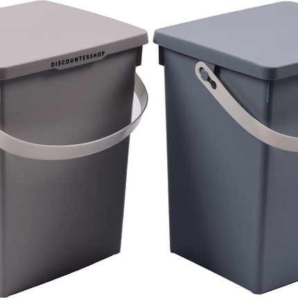 Discountershop® | 2x Opbergbox | afsluitbare |multibox 4.5 liter | |23x16x13.5 cm Grijs/blauw