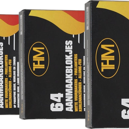 3 X Barbecue aanmaakblokjes - BBQ aanmaak - BBQ - Aanmaakblokjes THM wit paraffine - 192 stuks