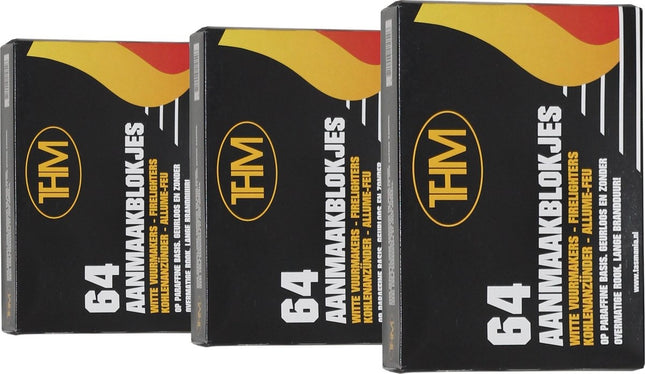3 X Barbecue aanmaakblokjes - BBQ aanmaak - BBQ - Aanmaakblokjes THM wit paraffine - 192 stuks