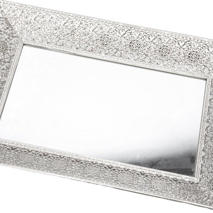 3 stuks |Rechthoekig spiegeldienblad 41x22 cm | Decoratieve dienbladen | Metalen Dienblad Met Spiegel | Zilver dienblad
