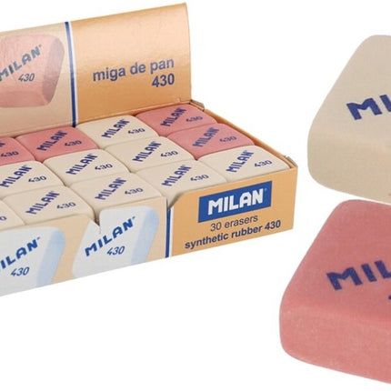 30 gummen - Het klassieke MILAN-Rubber Gum |Zachte Gum | Gummen | Knutselen | 2,8 x 2,8 x 3 cm Wit,Roze
