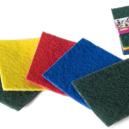 5 Kleurige Professionele schuurpads middel grof | Gekleurde schuurlapjes | schuurvlies | Spons | Sponzen | schoonmaak | Keukenartikelen