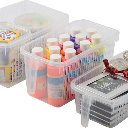 3 Stuks Handige Opbergmanden | Kast Opbergoplossing Organisatoren | opbergbox | opbergbak | Multifunctionele opbergbak met handvat | Transparant