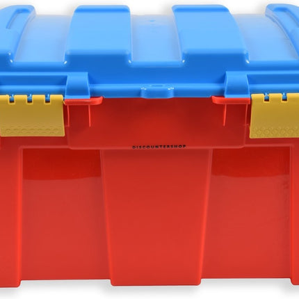 Stevige opberger 40 L | Rood & Blauw opbergbox | kofferbak kinderspeelgoed gereedschap lego |Boeken Opbergdoos Scharnierend deksel