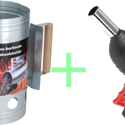 Houtskoolstarter met Barbecue starter gun - Metaal - 17x27.5cm - Let op! Gun is geen aansteker !