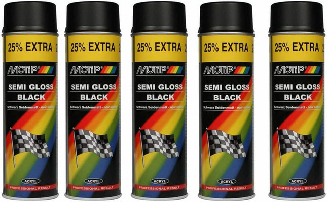 Motip Zijdeglans Acryllak Zwart - 500 ml - Spuit spray zwart - Verf zwart kopen 5 stuks Spuitspray LAK ZWART ZIJDEGLANS 500 ML sneldrogend