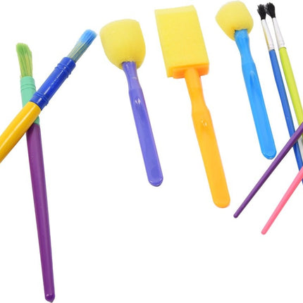 Spons Schilderkwast - Painting Brush Set - Schilderen verf kwasten - kwasten verschillende soorten - knutselkwasten 9 stuks -