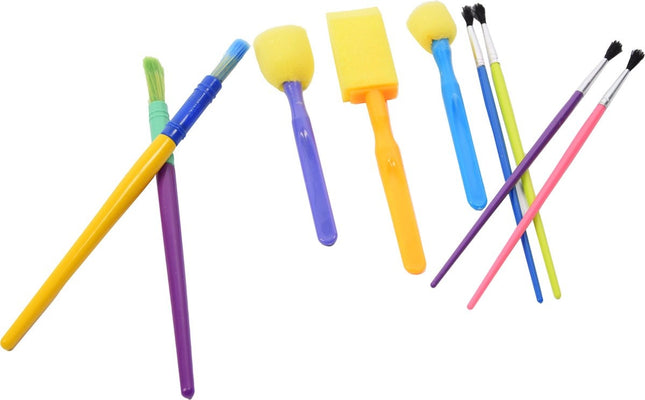 Spons Schilderkwast - Painting Brush Set - Schilderen verf kwasten - kwasten verschillende soorten - knutselkwasten 9 stuks -