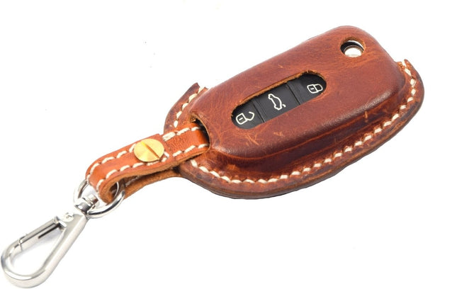 Handgemaakt Volkswagen Sleutel Cover | Lederen sleutelhoesje | beschermhoesje | autosleutel