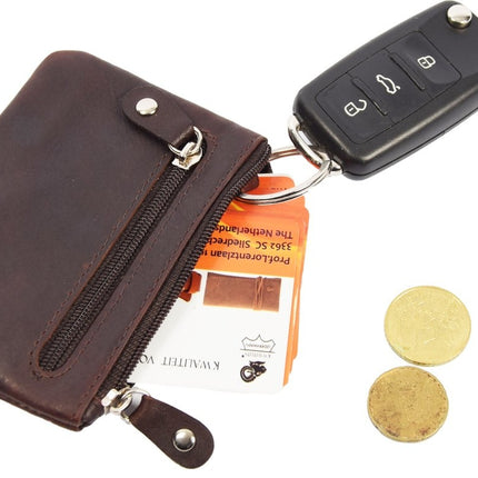 Autosleutel RFID Antidiefstal met YKK risten- Keyless Entry Go Sleutel Etui Hoesje Sleuteletui portemonnee - portemonnee etui - ring portemonnee - pasjeshouder met rits - rits portemonnee - 2 ritsen portemonnee - buffelleer portemonnee 