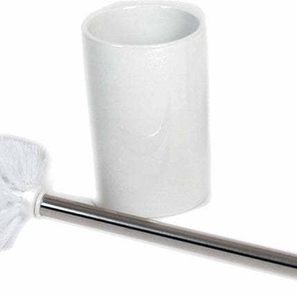 Keramiek Toiletborstel 37 Cm Keramiek/rvs Wit/zilver 2-delig