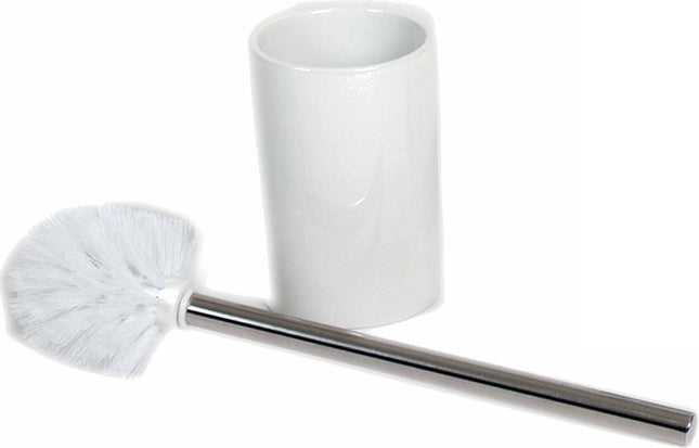 Keramiek Toiletborstel 37 Cm Keramiek/rvs Wit/zilver 2-delig