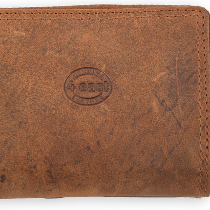 Portemonnee - Portemonnee dames - Portemonnee heren - Portemonnee pasjes - RFID Protected Anti skim - 4East - 4E-209- Camel - Cognac