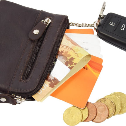 Autosleutel RFID Antidiefstal met YKK risten- Keyless Entry Go Sleutel Etui Hoesje Sleuteletui portemonnee - portemonnee etui - ring portemonnee - pasjeshouder met rits - rits portemonnee - 2 ritsen portemonnee - buffelleer portemonnee