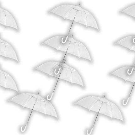 Paraplu Transparant Groot 100 cm - Doorzichtige Koepelparaplu - 11 stuks Trouwparaplu voor Regen - Windproof & Stevig