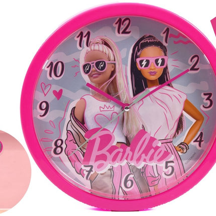 Kinder Wandklok Barbie 25 cm - Roze - Easy Learning Diameter