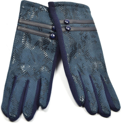 Zachte dames handschoenen Let's Snake| Zwart blauw |Slangenprint |Handschoenen Dames Handschoenen Warm Touch - Trendy handschoenen voor winter look - Handschoenen touchscreen