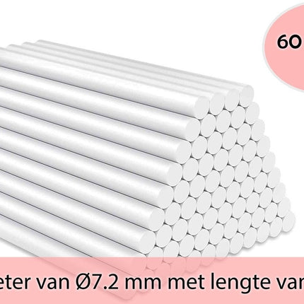 Lijmpistool vullingen 7,2 mm bij 200 MM - Lijmsticks - Lijmstift - Lijmpistool - Lijmpatronen - 60 Stuks