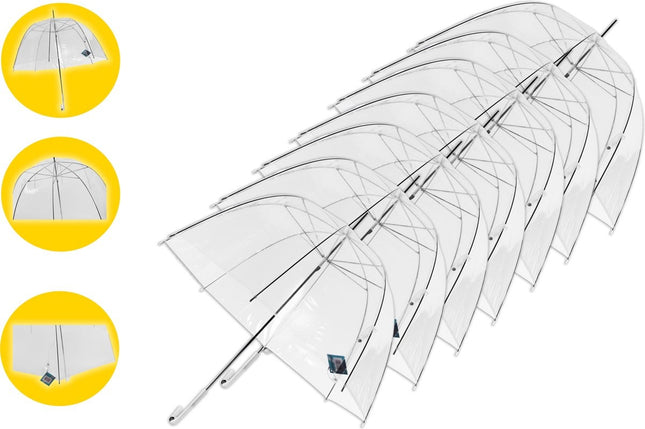 Doorzichtige Paraplu 75 cm - 7 stuks Bruidsparaplu - Parplu met J Haak Handvat - Windbestendig