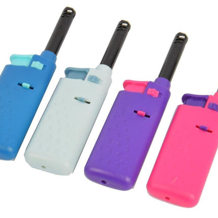 Praktische Mini Aansteker Set voor in de Keuken - Gas - Kunststof - Blauw, Lichtblauw, Paars, Roze - Afmetingen: 6x1.50x15 cm - 4 Stuks 