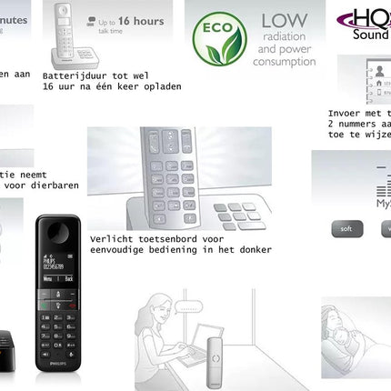 PHILIPS D4751B Draadloze vaste telefoon met antwoordapparaat