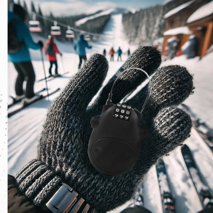 Ski-Snowboard Slot Set van 6 – Weerbestendig Cijfercombinatie Slot met Cijfercode voor Wintersport, Fietsen, & Koffers – 80 cm Stalen Kabel