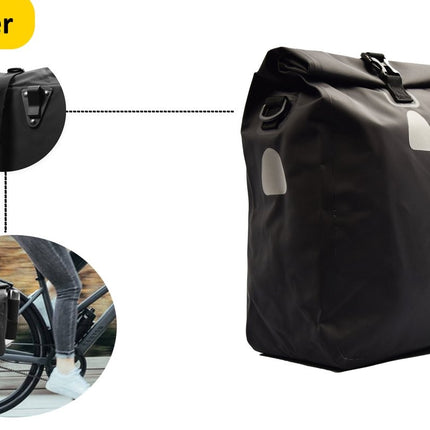 Enkele Fietstassen praktische Set van 2 Veelzijdige : Schoudertas in 1 | Sterk, Waterdicht en Ruime 42 Liter Capaciteit (21 liter per tas) | Met Tarpaulin Materiaal
