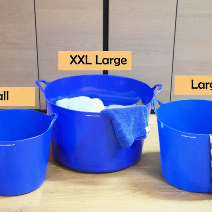 Fijne Set van 3 Stevige Flexibel Emmer Wasmand | Kuipen |75,39,26 liter Blauw | Wasmachine | Mand | Opbergmanden | Grote manden | Ronde manden