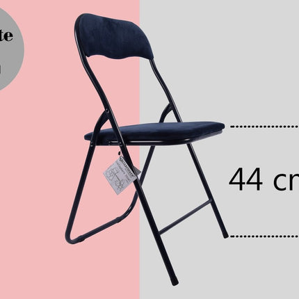 6x Klapstoel met zithoogte van 43 cm Vouwstoel velvet zitvlak en rug bekleed - stoel - tafelstoel- tafelstoel - klapstoel - Velvet klapstoel - Luxe klapstoel - Met kussentjes - Stoelen - Klapstoelen - Stoeltje - Premium chair - Donkerblauw
