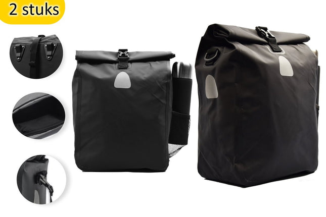 Enkele Fietstassen praktische Set van 2 Veelzijdige : Schoudertas in 1 | Sterk, Waterdicht en Ruime 42 Liter Capaciteit (21 liter per tas) | Met Tarpaulin Materiaal