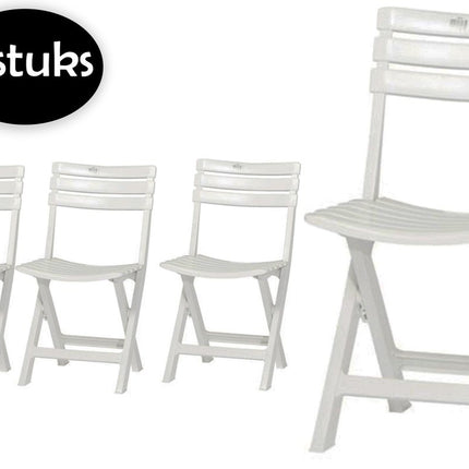 4 Stuks witte kunststof klapstoelen voor binnen of buiten | Wit | Tuinstoel | Bistrostoel | Balkonstoel | Opvouwbaar Campingstoel  | 46 cm x 41 cm x 78 cm