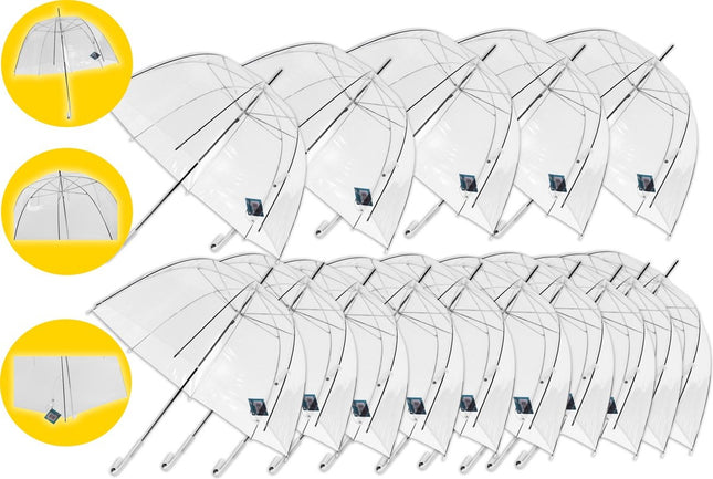 Transparant Paraplu Goedkope 75 cm - 16 stuks Voordelpak - Luxe Trouwparaplu Bruiloft