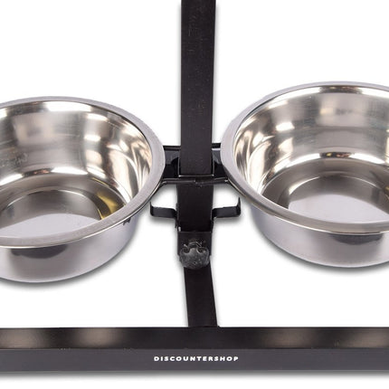 Voerbak Set| Verstelbare | H-Standaard Hamerslag | Eetbak | RVS | Voerbakken | Antislip | Waterbak | 46cm*28cm*8cm