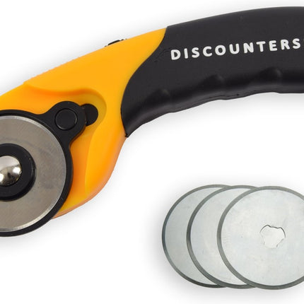 Rolmes met 3 stuks Reservemes Rolmes 45 Mm Staal – Stofschaar – Stof Snijder Roller – Rolmes 45 mm – Comfort – Rolmes stof – Naaien – Naaiset – Rolmes Voor Stof – Rolmessen – Snijmes – Met veiligheidssluiting - RVS