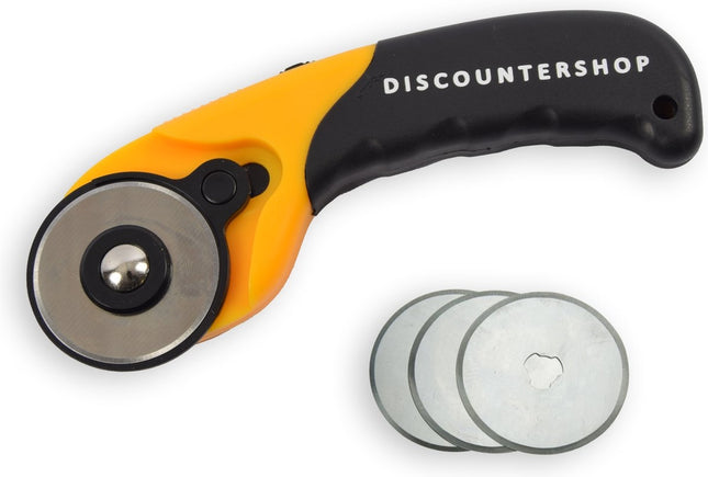 Rolmes met 3 stuks Reservemes Rolmes 45 Mm Staal – Stofschaar – Stof Snijder Roller – Rolmes 45 mm – Comfort – Rolmes stof – Naaien – Naaiset – Rolmes Voor Stof – Rolmessen – Snijmes – Met veiligheidssluiting - RVS
