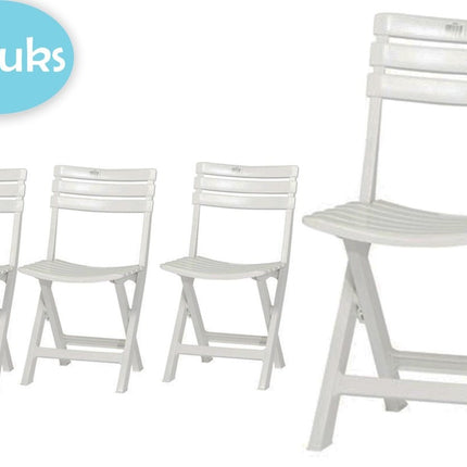 4 Stuks witte kunststof klapstoelen voor binnen of buiten | Wit | Tuinstoel | Bistrostoel | Balkonstoel | Opvouwbaar Campingstoel  | 46 cm x 41 cm x 78 cm