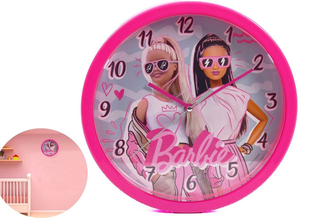 Kinder Wandklok Barbie 25 cm - Roze - Easy Learning Diameter