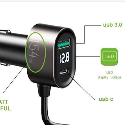 Premium Auto Sigarettenaansteker Splitter - 6 Poorten USB (PD+QC3.0+USB*4) - Autolader USB - Autolader Splitter - 154W 12V/24V onafhankelijke schakelaars DC sigarettenaansteker autolader voor alle auto-apparaten