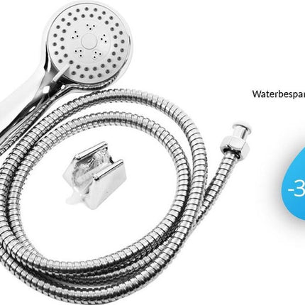 Douchekop Incl. Slang 1.5 Meter - 3 standen - 1/2'' - Douche Kop- Handdouche 1st. ø 8cm chroom - Douche set met Douchekop, wandhouder en slang met 3 sproeistand - Douche kop met slang set - Douchekoppen - Douchekop Roestvrij - 3 Functies - 150 cm