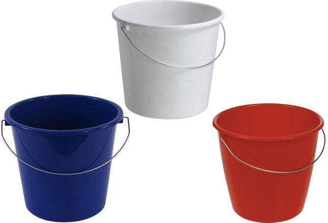 3 Stuks emmer Stevige huishoud emmers - 10 liter bouwemmer, emmer met handvat, oogstemmer, poetsemmer, wateremmer, cementemmer, mortelemmer