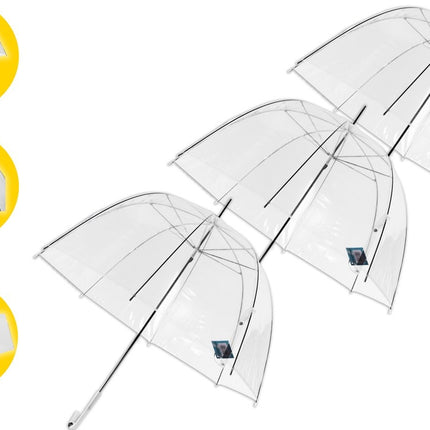 Transparant Paraplu Goedkope 75 cm - 16 stuks Voordelpak - Luxe Trouwparaplu Bruiloft