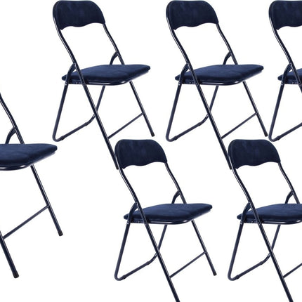 6x Klapstoel met zithoogte van 43 cm Vouwstoel velvet zitvlak en rug bekleed - stoel - tafelstoel- tafelstoel - klapstoel - Velvet klapstoel - Luxe klapstoel - Met kussentjes - Stoelen - Klapstoelen - Stoeltje - Premium chair - Donkerblauw