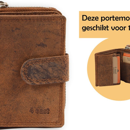 Portemonnee - Portemonnee dames - Portemonnee heren - Portemonnee pasjes - RFID Protected Anti skim - 4East - 4E-209- Camel - Cognac