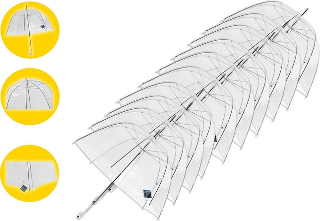 Doorzichtige Paraplu Kopen 9 stuks - Trouwparaplu voor Regen 75 cm - Winddichte Paraplu voor Dames