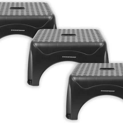 3 X Opstapkrukje Max. belastbaar gewicht 150 KG Opstapkrukje - opstapje/trappetje zwart met anti-slip -150 kg - oppervlak 45 x 31.5 cm