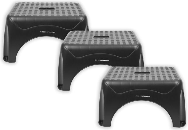 3 X Opstapkrukje Max. belastbaar gewicht 150 KG Opstapkrukje - opstapje/trappetje zwart met anti-slip -150 kg - oppervlak 45 x 31.5 cm