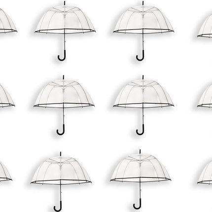 12x Transparante Koepelparaplu 85 cm – Doorzichtige Bruidsparaplu – Winddichte Trouwparaplu voor Bruiloft – Bubbleparaplu met Haak