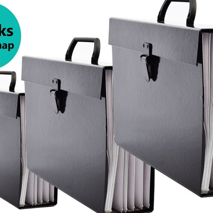 3 stuks Map Met Handvat - Bestandsmap - Sorteermap - Officemap - Documentenmap - Archiefkast/koffer 36x26 x 10 cm - Kantoor - Map - Papier - Office - Kantoor accessoires - Office mapping - Bureau - Office mappen - Kantoorartikelen