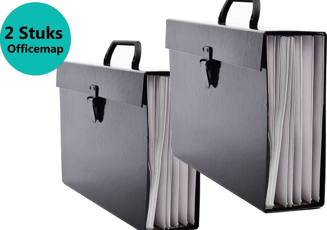 2 stuks Map Met Handvat - Bestandsmap - Sorteermap - Officemap - Documentenmap - Archiefkast/koffer 36x26x 10 cm - Kantoor - Map - Papier - Office - Kantoor accessoires - Office mapping - Bureau - Office mappen - Kantoorartikelen