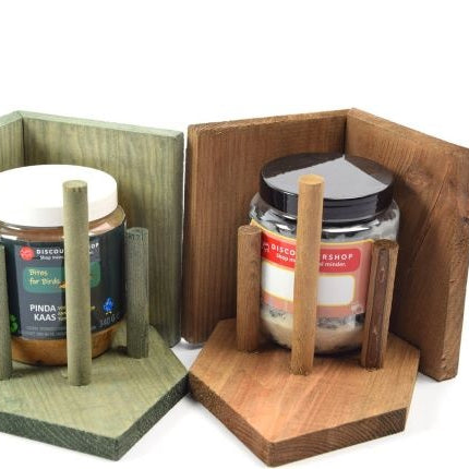 Discountershop® | Bites forBirds - vogelvoederhuis pindakaaspothouder - pindakaas+zonnebloempittenpasta